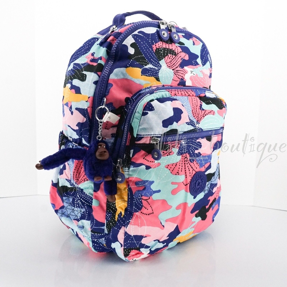 NWT Kipling BP4361 Seoul Go Backpack Laptop Travel Bag Nylon Dazzling Lily Multi - Picture 2 of 12